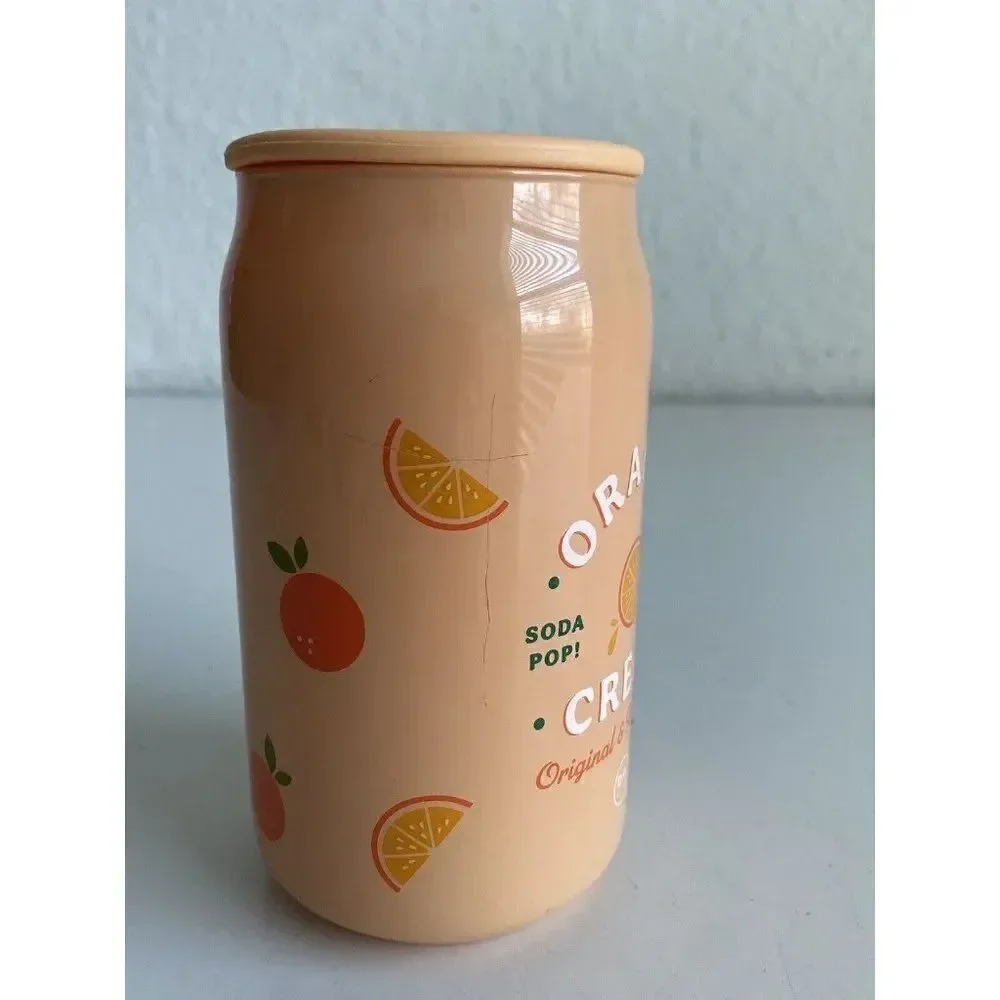 DW Home Orange Cream Soda Pop Glass Candle 15oz 33 HR Single Wick Rubber Lid NEW